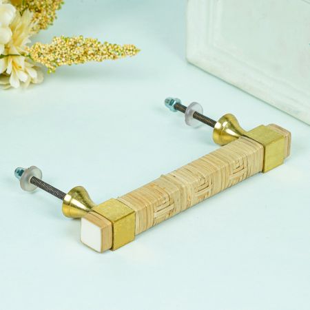 Brown Wooden Rattan Door Handles